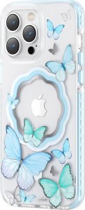 Kingxbar Kingxbar Butterfly Series magnetyczne etui iPhone 14 Pro Max MagSafe etui z motylami niebieskie 1