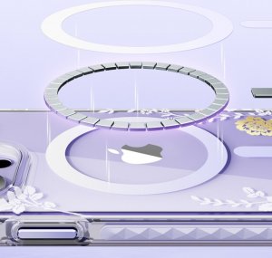 Kingxbar Kingxbar Flora Series magnetyczne etui iPhone 14 Plus MagSafe ozdobione nadrukiem w kwiaty orchid 11