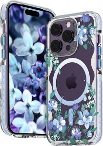 Kingxbar Kingxbar Flora Series magnetyczne etui iPhone 14 Plus MagSafe ozdobione nadrukiem w kwiaty orchid 2
