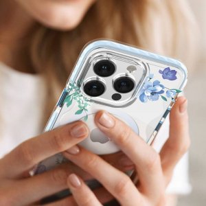 Kingxbar Kingxbar Flora Series magnetyczne etui iPhone 14 Plus MagSafe ozdobione nadrukiem w kwiaty orchid 3