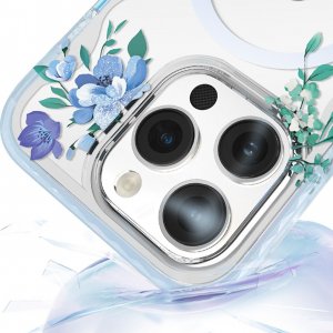 Kingxbar Kingxbar Flora Series magnetyczne etui iPhone 14 Plus MagSafe ozdobione nadrukiem w kwiaty orchid 5