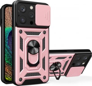 Hurtel Hybrid Armor Camshield etui iPhone 14 Pro pancerny pokrowiec z osłoną na aparat różowe 1