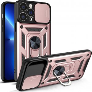 Hurtel Hybrid Armor Camshield etui iPhone 13 Pro Max pancerny pokrowiec z osłoną na aparat różowe 1