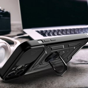 Hurtel Hybrid Armor Camshield etui iPhone 13 Pro Max pancerny pokrowiec z osłoną na aparat różowe 5