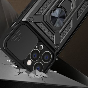 Hurtel Hybrid Armor Camshield etui iPhone 13 Pro Max pancerny pokrowiec z osłoną na aparat czarne 2