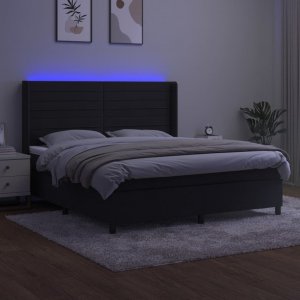 vidaXL vidaXL Łóżko kontynentalne z materacem i LED, czarny aksamit 180x200cm 3