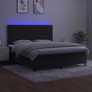 vidaXL vidaXL Łóżko kontynentalne z materacem i LED, czarny aksamit 180x200cm 4
