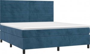 vidaXL vidaXL Łóżko kontynentalne, materac i LED, niebieski aksamit 180x200cm 3