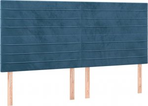 vidaXL vidaXL Łóżko kontynentalne, materac i LED, niebieski aksamit 180x200cm 7