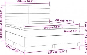 vidaXL vidaXL Łóżko kontynentalne, materac i LED, niebieski aksamit 180x200cm 8