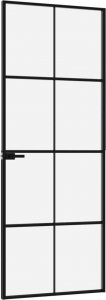 vidaXL Drzwi wewnętrzne, czarne, 76x201,5 cm, szkło i aluminium 4
