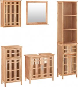 vidaXL vidaXL 5-cz. zestaw mebli łazienkowych, lite drewno orzechowe 2