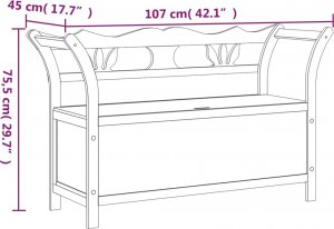 vidaXL vidaXL Ławka, czarna, 107x45x75,5 cm, lite drewno jodłowe 9