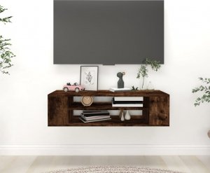 vidaXL vidaXL Wisząca szafka pod TV, przydymiony dąb, 100x30x26,5 cm 1