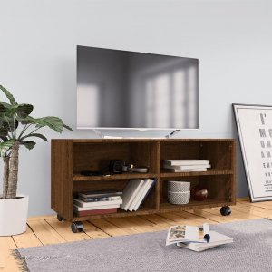 vidaXL vidaXL Szafka pod TV, na kółkach, brązowy dąb, 90x35x35 cm 1