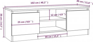 vidaXL Szafka pod TV, z drzwiczkami, przydymiony dąb, 102x30x36 cm 9