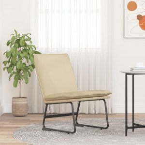 vidaXL vidaXL Krzesło wypoczynkowe, kremowe, 52x75x76 cm, obite tkaniną 1