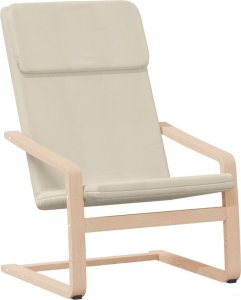 vidaXL Fotel wypoczynkowy, kremowy, obity tkaniną 2