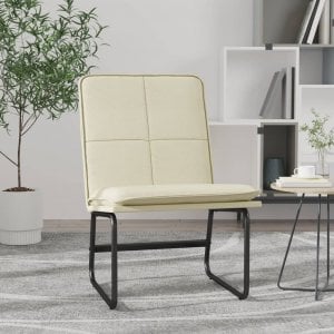 vidaXL vidaXL Krzesło wypoczynkowe, kremowe, 54x75x76 cm, sztuczna skóra 1
