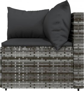 vidaXL 4-cz. zestaw wypoczynkowy do ogrodu, poduszki, szary rattan PE 5