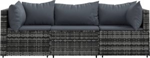 vidaXL vidaXL 3-cz. zestaw wypoczynkowy do ogrodu, poduszki, szary rattan PE 3