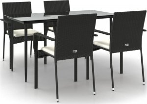 vidaXL vidaXL 5-cz. zestaw wypoczynkowy do ogrodu, poduszki, czarny rattan PE 2