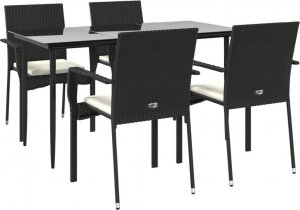 vidaXL vidaXL 5-cz. zestaw wypoczynkowy do ogrodu, poduszki, czarny rattan PE 3