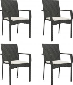 vidaXL vidaXL 5-cz. zestaw wypoczynkowy do ogrodu, poduszki, czarny rattan PE 4