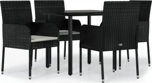 vidaXL vidaXL 5-cz. zestaw wypoczynkowy do ogrodu, poduszki, czarny rattan PE 2