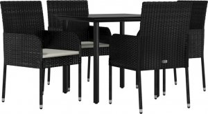 vidaXL vidaXL 5-cz. zestaw wypoczynkowy do ogrodu, poduszki, czarny rattan PE 3