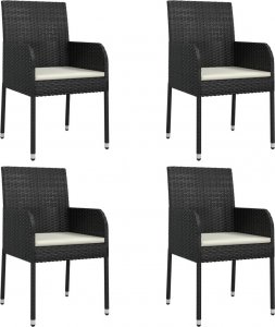 vidaXL vidaXL 5-cz. zestaw wypoczynkowy do ogrodu, poduszki, czarny rattan PE 4
