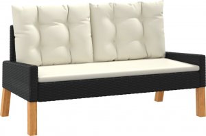 vidaXL 4-cz ogrodowy zestaw wypoczynkowy, poduszki, polirattan, drewno 3