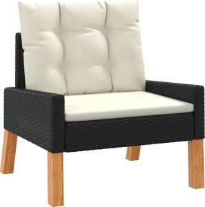 vidaXL 4-cz ogrodowy zestaw wypoczynkowy, poduszki, polirattan, drewno 5