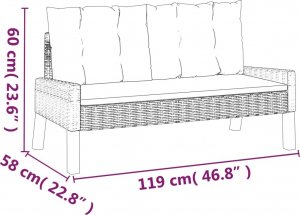 vidaXL 4-cz ogrodowy zestaw wypoczynkowy, poduszki, polirattan, drewno 9
