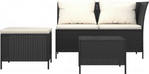 vidaXL vidaXL 3-cz. zestaw wypoczynkowy do ogrodu, poduszki, czarny rattan PE 3