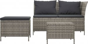 vidaXL vidaXL 3-cz. zestaw wypoczynkowy do ogrodu, poduszki, szary rattan PE 3