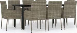 vidaXL 9-cz. zestaw wypoczynkowy do ogrodu, poduszki, czarno-szary 2