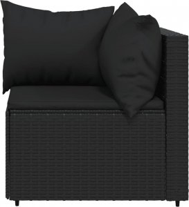 vidaXL 3-cz. zestaw wypoczynkowy do ogrodu, poduszki, czarny rattan PE 5