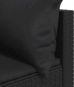 vidaXL 3-cz. zestaw wypoczynkowy do ogrodu, poduszki, czarny rattan PE 6