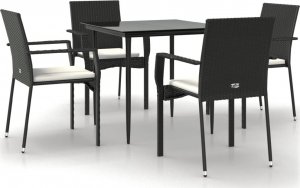 vidaXL vidaXL 5-cz. zestaw wypoczynkowy do ogrodu, poduszki, czarny rattan PE 2