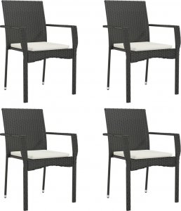 vidaXL vidaXL 5-cz. zestaw wypoczynkowy do ogrodu, poduszki, czarny rattan PE 4