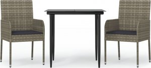 vidaXL vidaXL 3-cz. zestaw wypoczynkowy do ogrodu, poduszki, czarno-szary 2