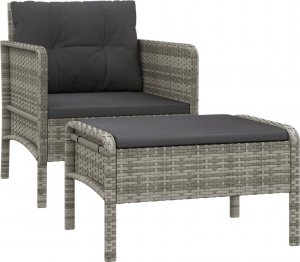 vidaXL vidaXL 2-cz. zestaw wypoczynkowy do ogrodu, poduszki, szary, rattan PE 2