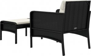 vidaXL vidaXL 2-cz. ogrodowy zestaw wypoczynkowy, poduszki, czarny rattan PE 6