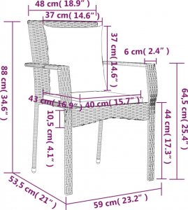 vidaXL 5-cz. zestaw wypoczynkowy do ogrodu, poduszki, czarny rattan PE 10