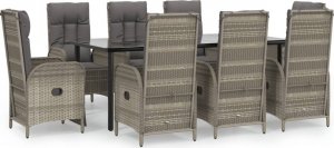 vidaXL vidaXL 9-cz. zestaw wypoczynkowy do ogrodu, poduszki, czarno-szary 2