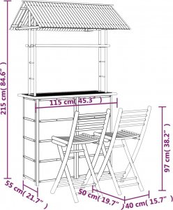 vidaXL vidaXL 3-cz. zestaw mebli barowych, bambus 10