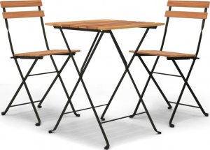 vidaXL vidaXL 3-cz. zestaw mebli bistro, składany, lite drewno tekowe i stal 2