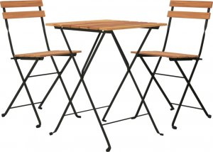 vidaXL vidaXL 3-cz. zestaw mebli bistro, składany, lite drewno tekowe i stal 3