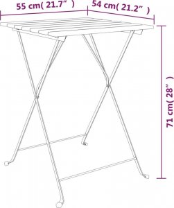 vidaXL vidaXL 3-cz. zestaw mebli bistro, składany, lite drewno tekowe i stal 10